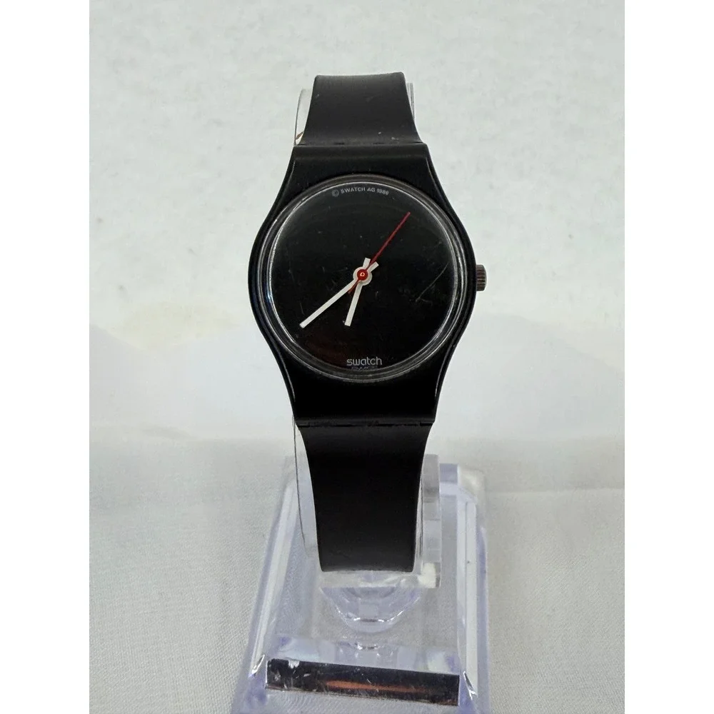 Vintage 1986 Swatch GB105 Black Out Watch Swiss Made Minimalist Black Analog - Picture 4 of 7